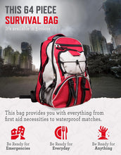 Load image into Gallery viewer, Wise Five Day Emergency Survival Kit Backpack For One Person-32 Servings Red
